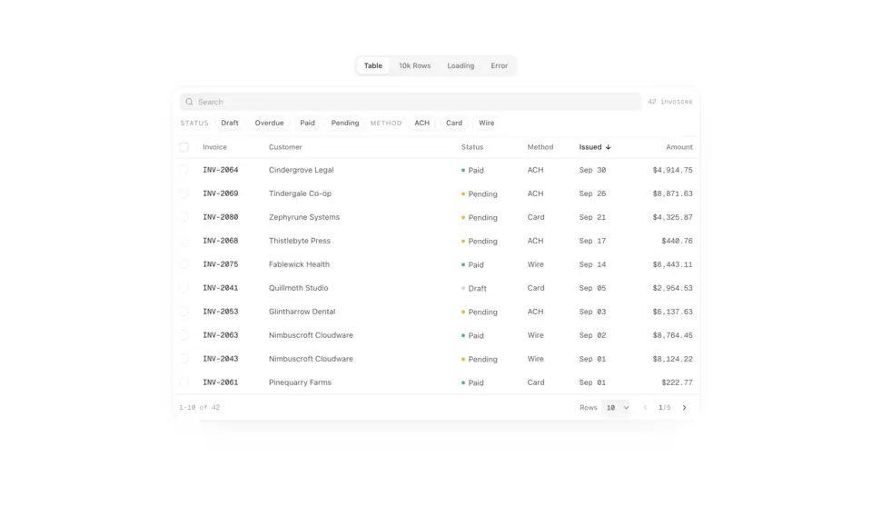 Data Table preview